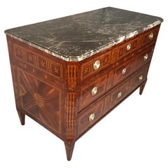 Original Neoclassical Chest of Drawers with Marble Top, France 1780