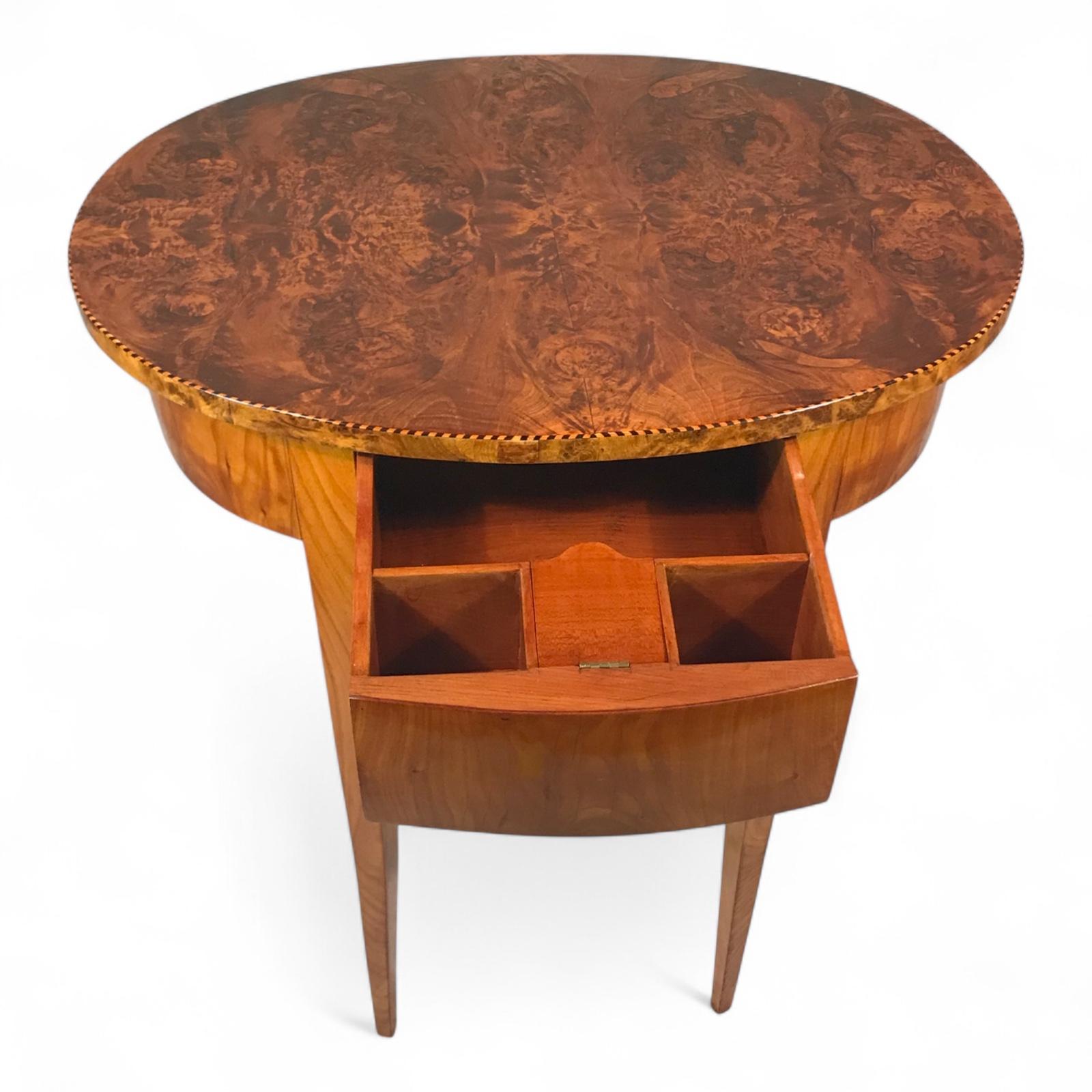 Biedermeier Side Table, Germany 1820, Cherry and Maple Root Veneer In Good Condition For Sale In Belmont, MA