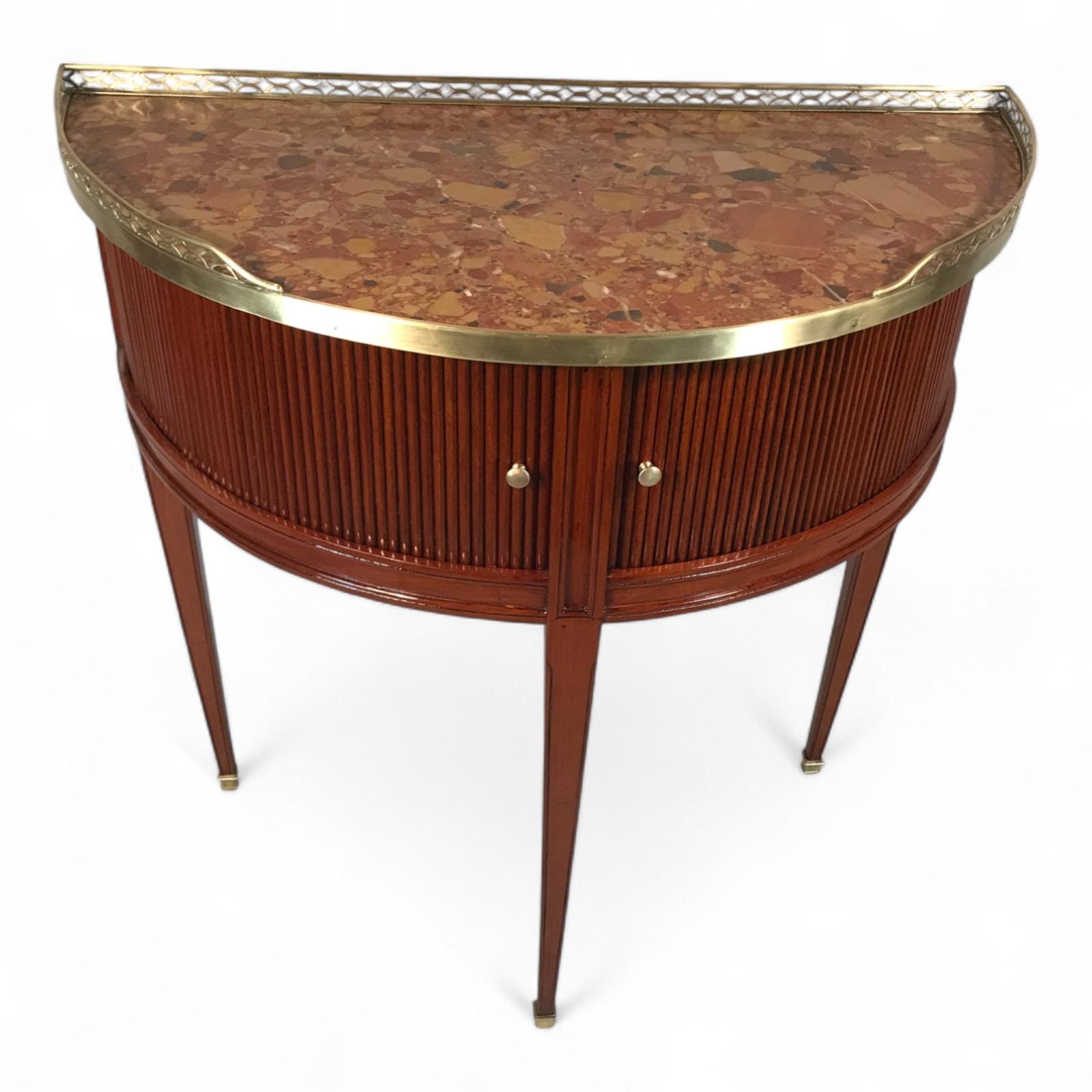 Veneer French Demi Lune Console Table, Directoire Period (1790–1800) in Mahogany For Sale