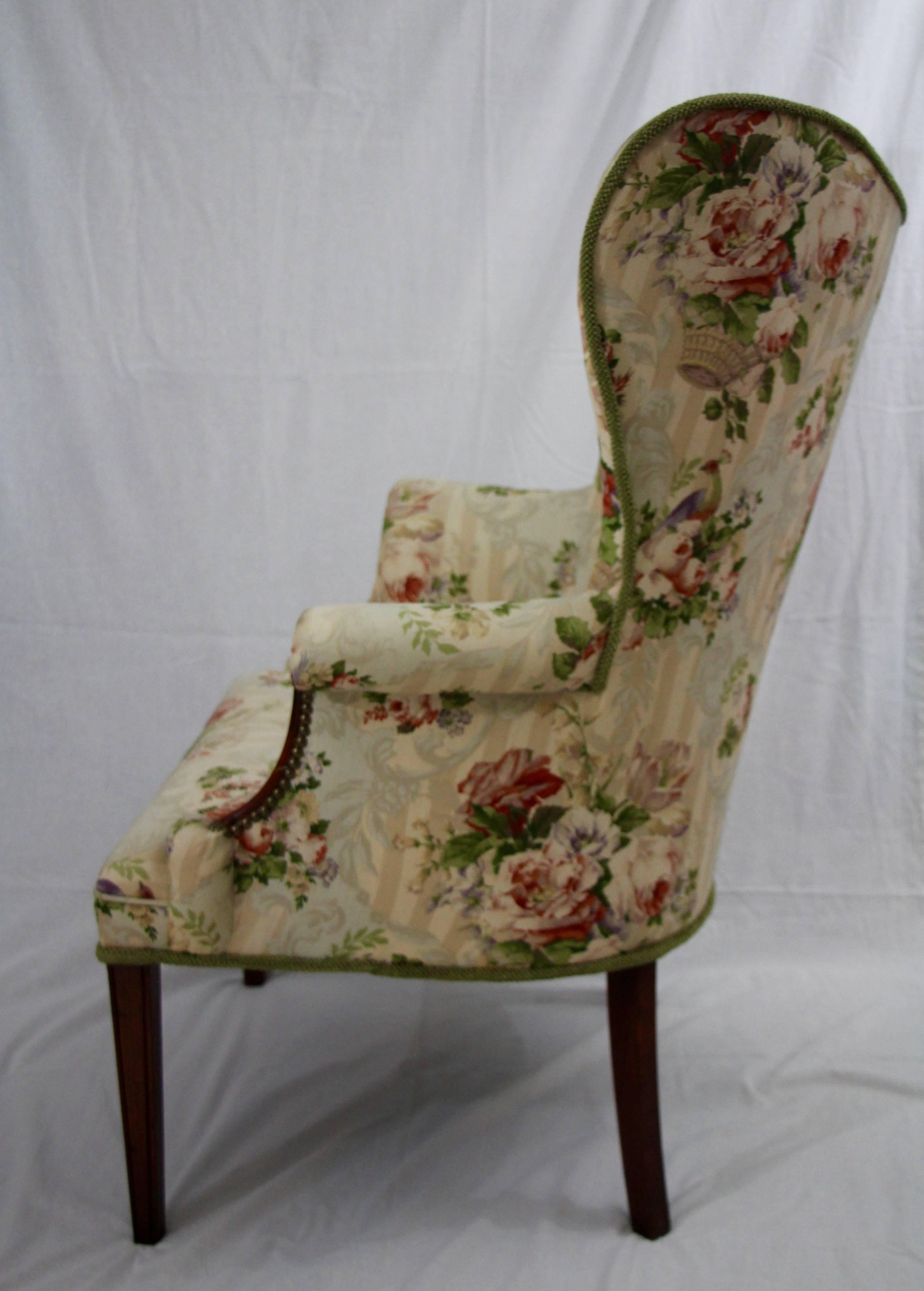 American Pair of Wingback Armchairs