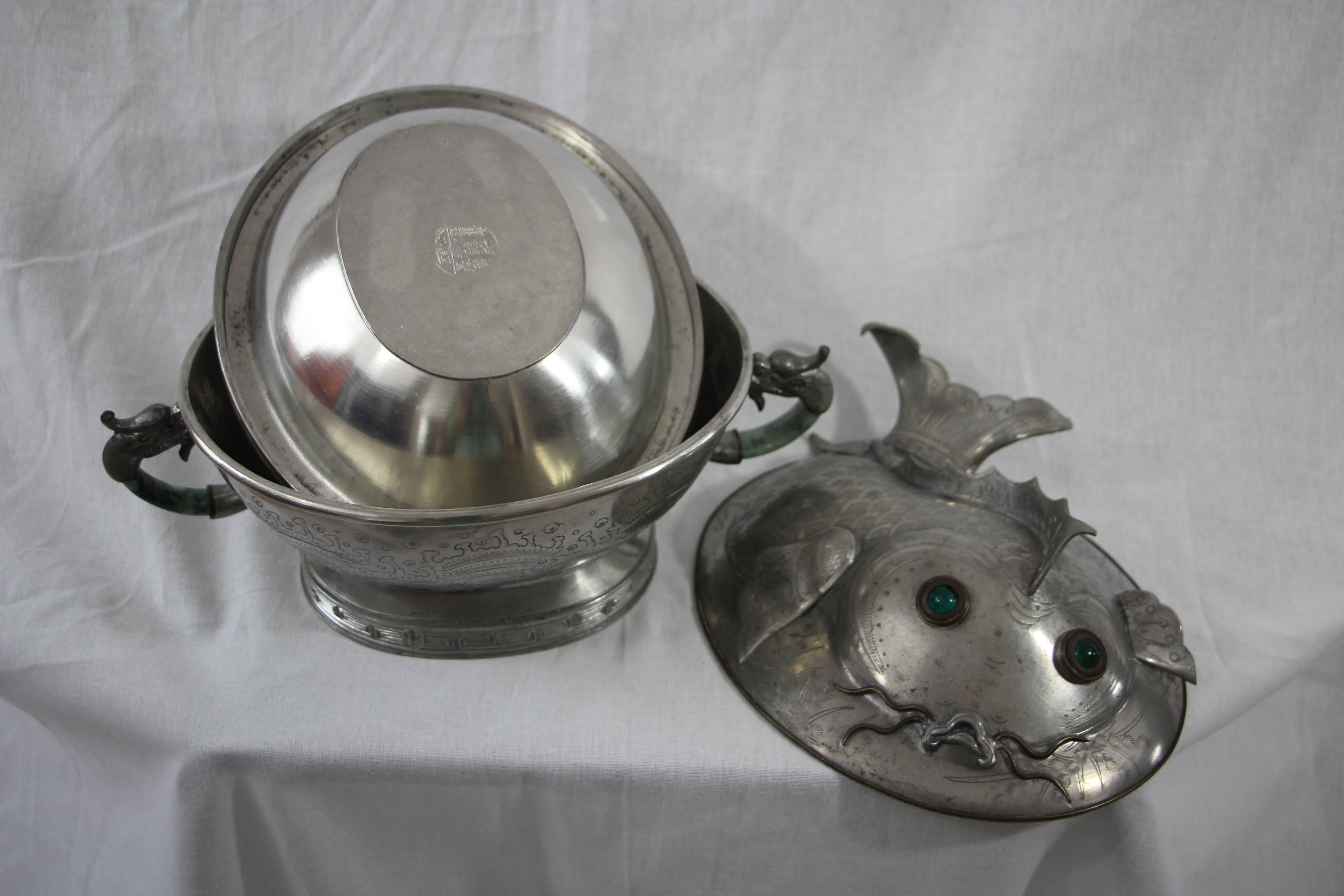 Pair of Chinese Pewter Tureens, Qing Dynasty 1