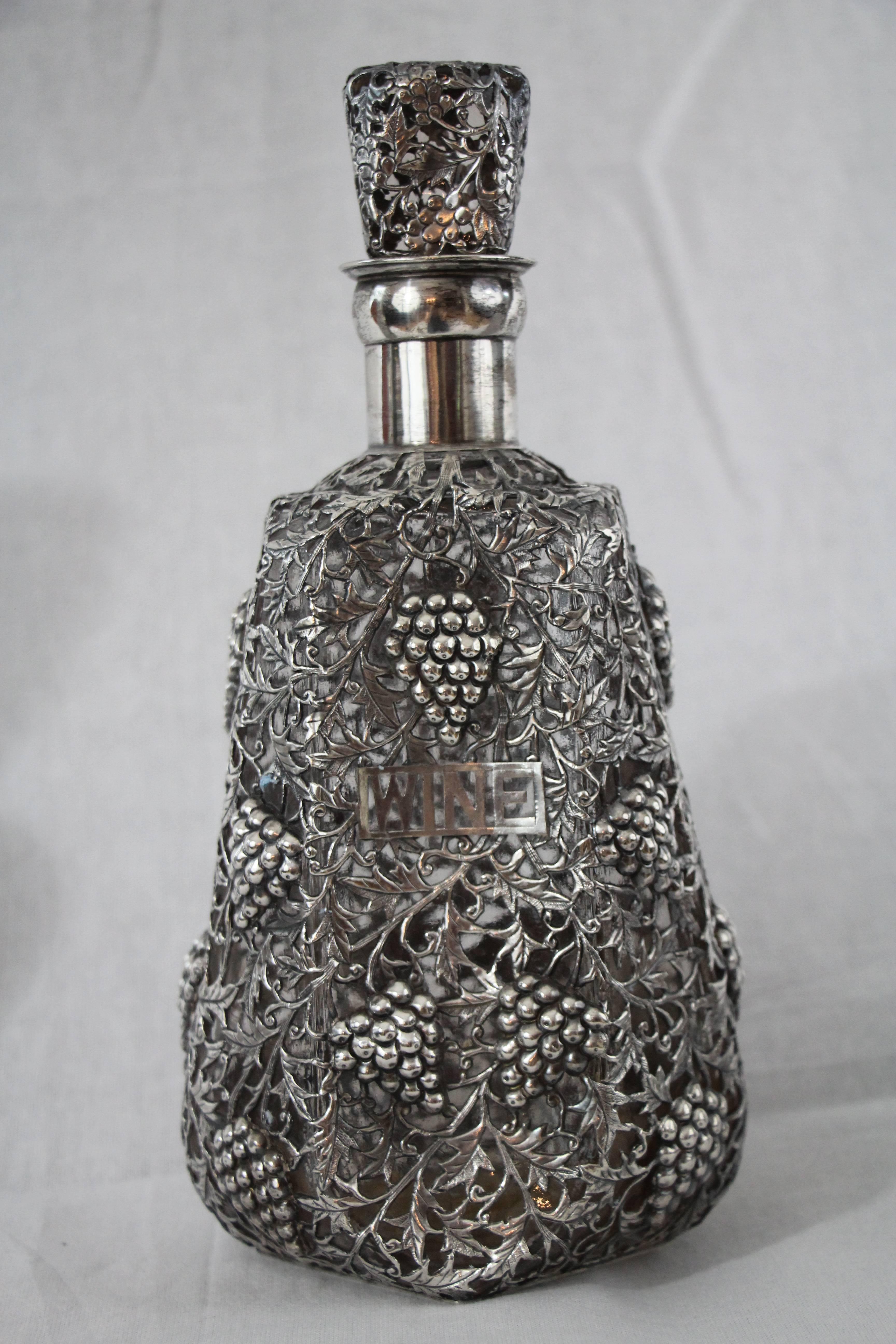 sterling silver overlay decanter