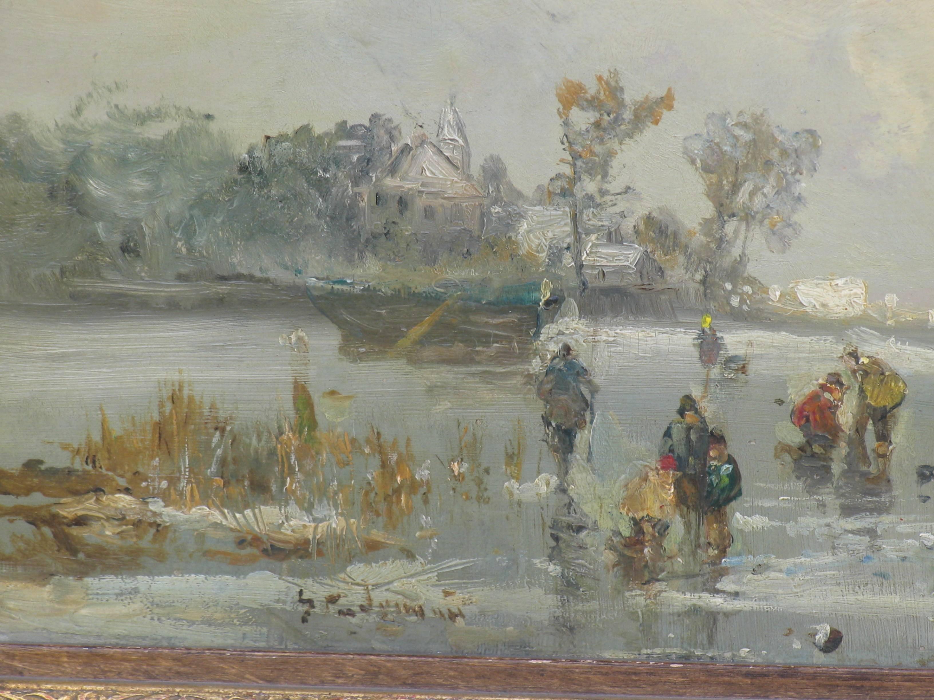 Romantique Peinture de paysage d'hiver d'Adolf Stademann en vente