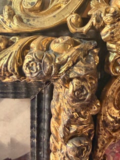 Specchio francese in stile Napoleone III con cornice in ottone dorato, 1860