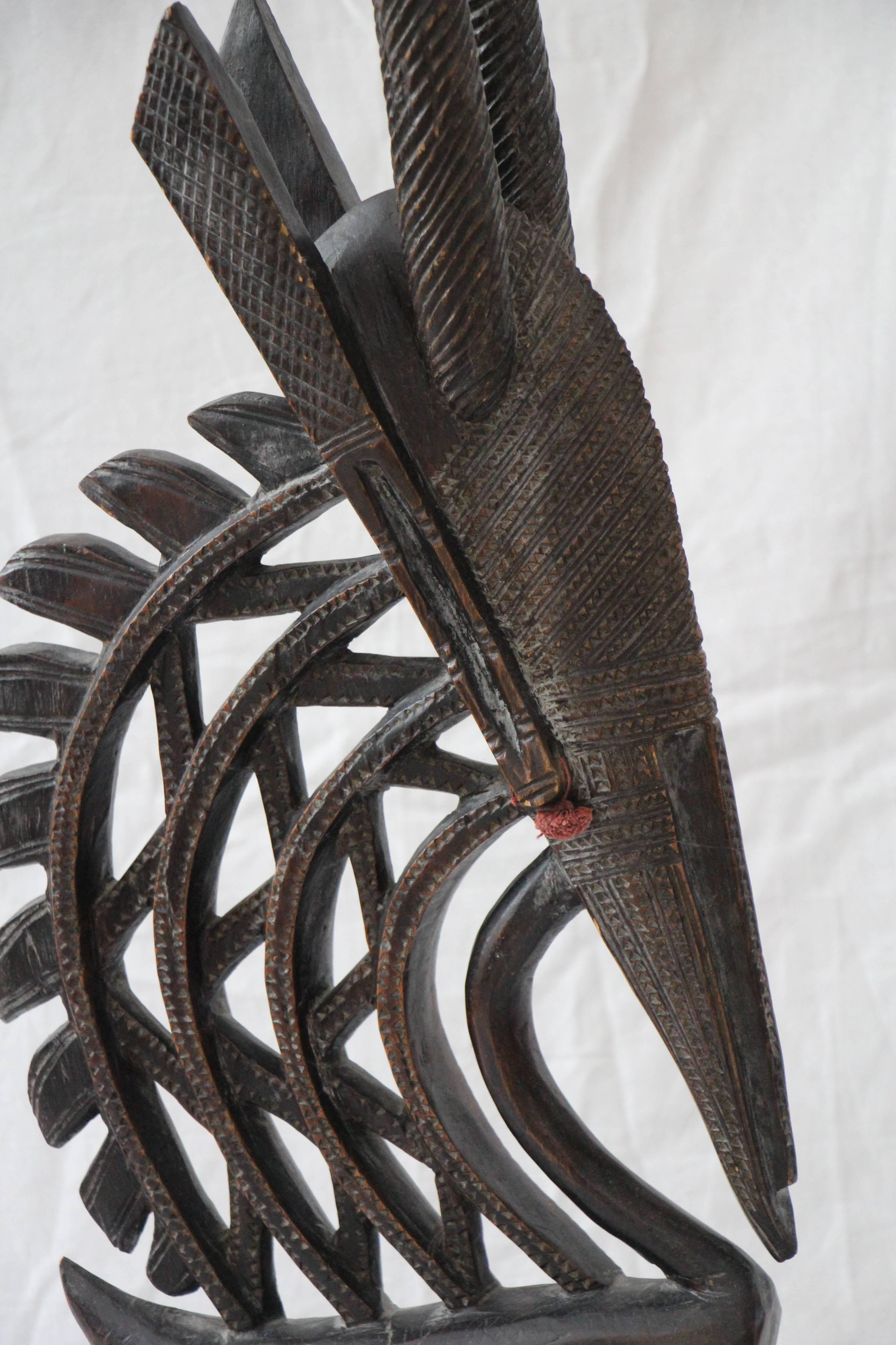 Malian Tribal African Antelope Wood Bambara Mask