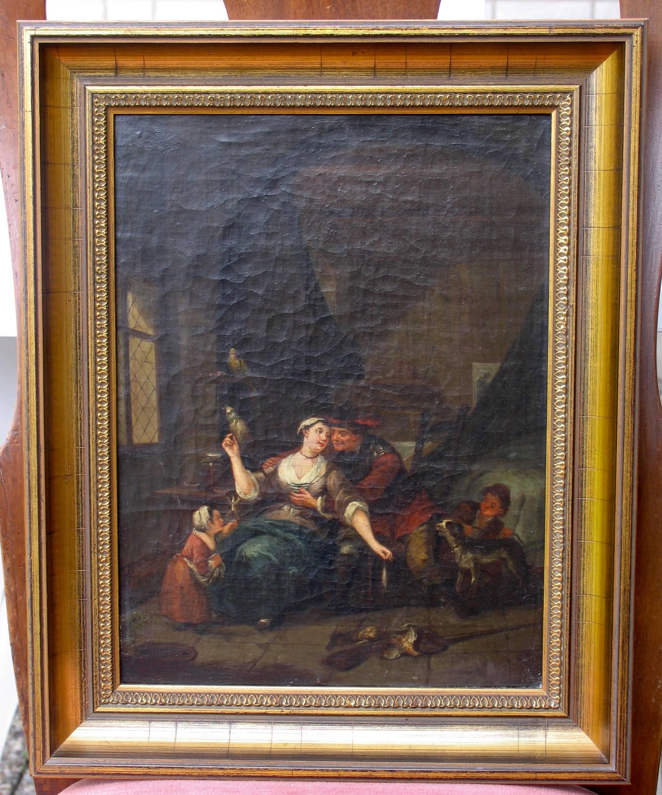 A pair of 18th century interiors by an unknown Flemish artist 18th century. 