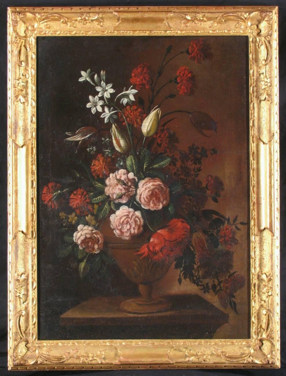 Pair of very decorative Italian Still-life paintings, unknown artist 17th-18th century, oil on canvas, lined. 