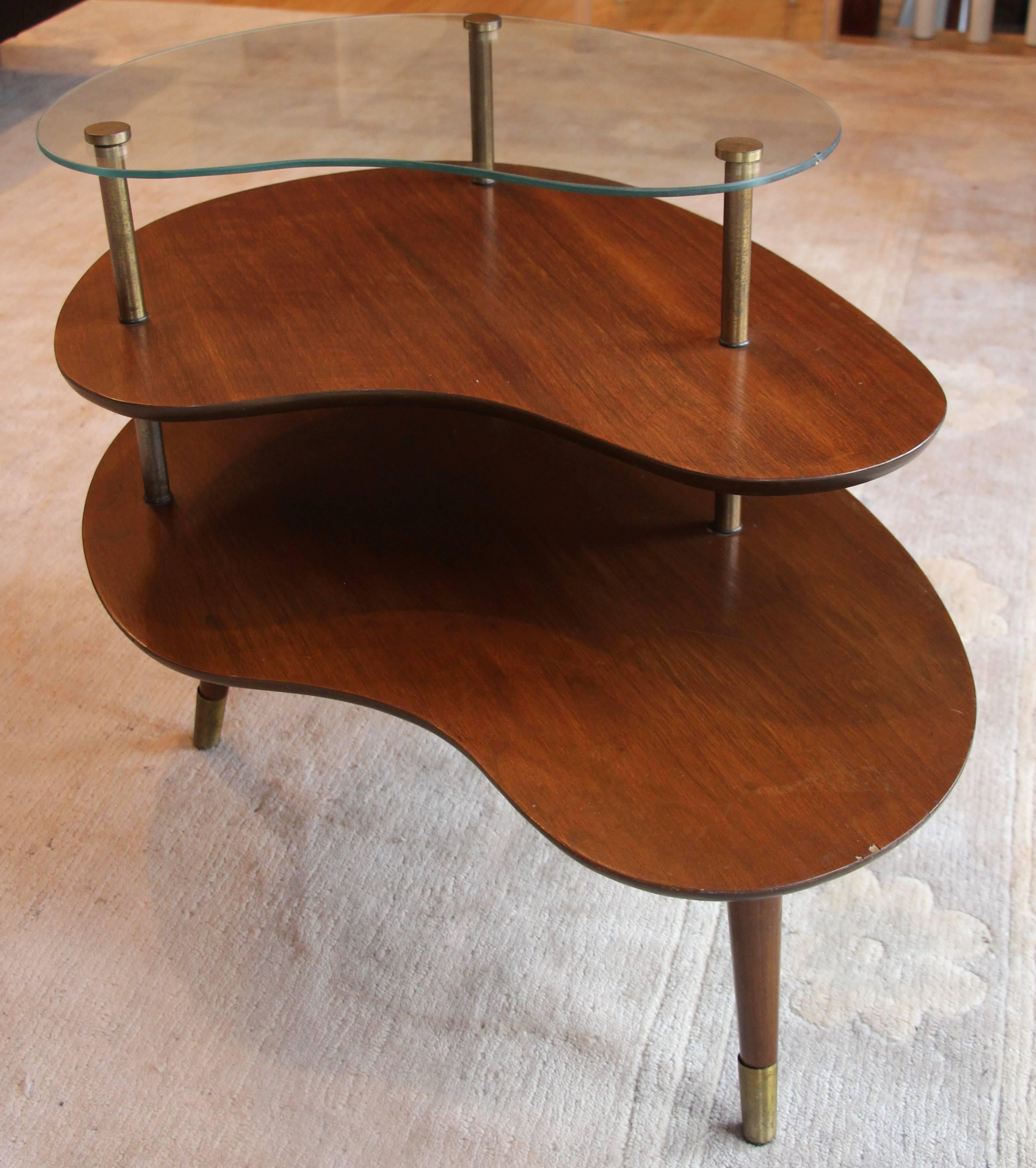 Veneer Mid-Century Amorphic Side Table