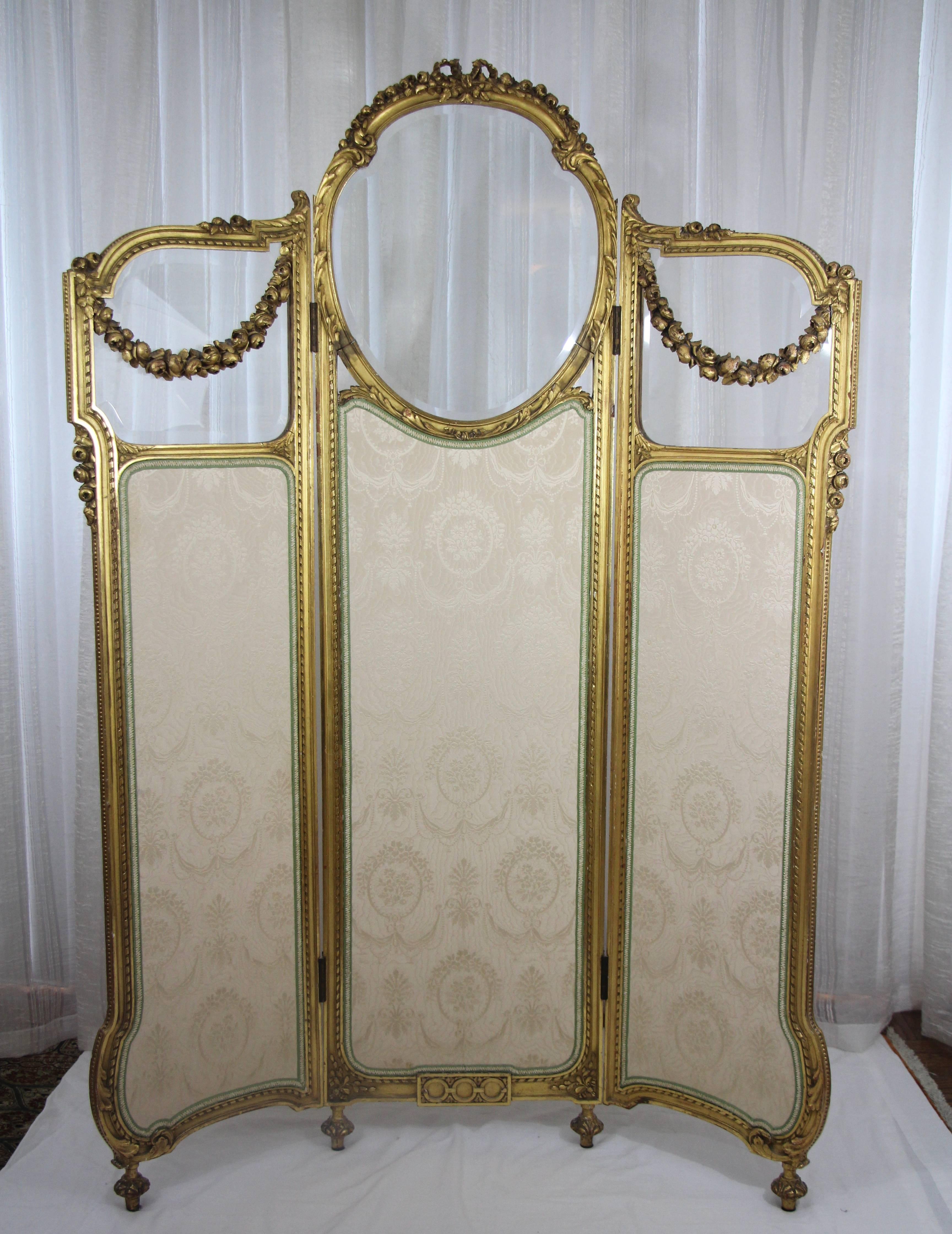 19th Century Louis XVI Style Giltwood Screen 5