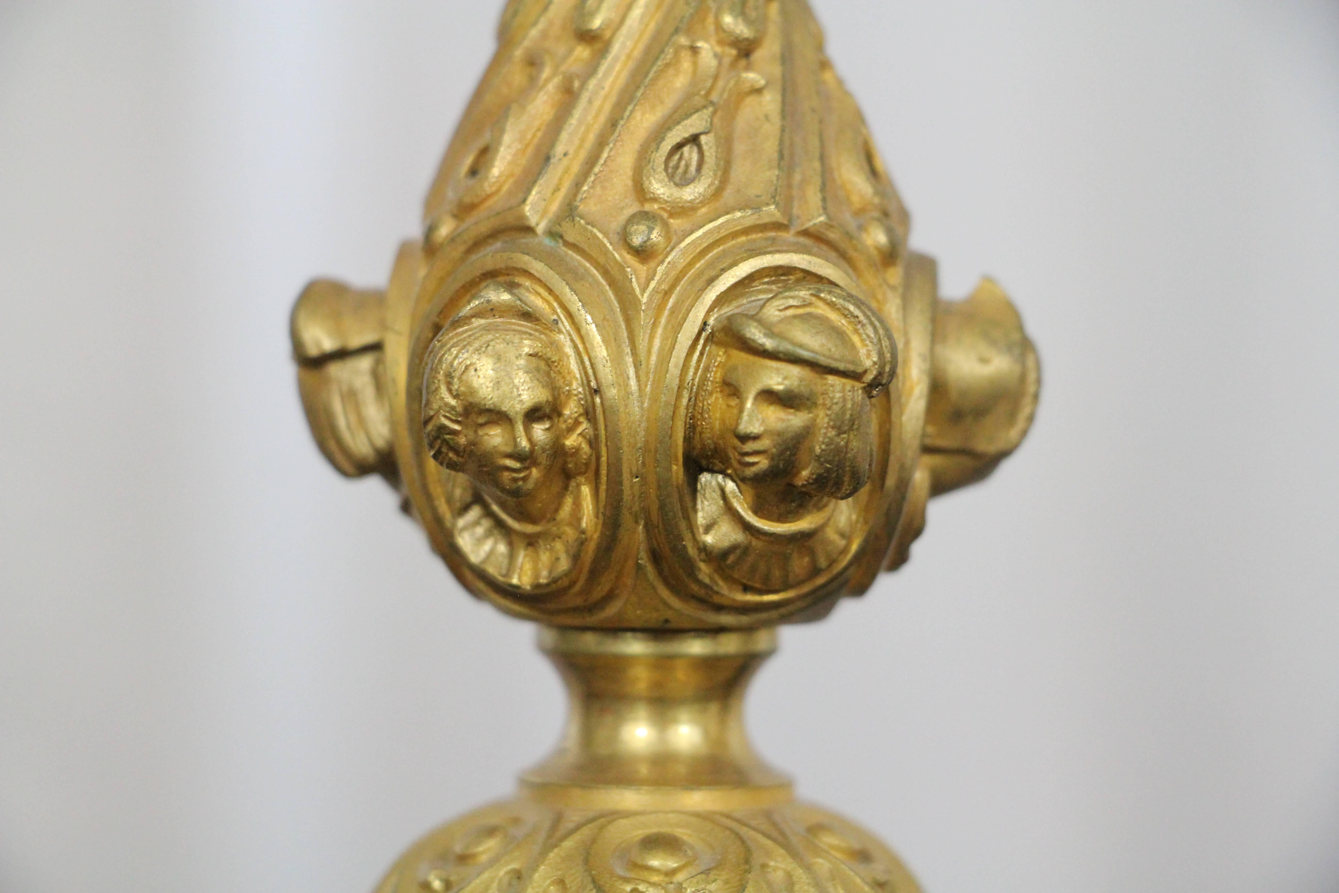 A pair of exquisite bronze doré (ormolu) candelabra. Excellent work with beautiful details.