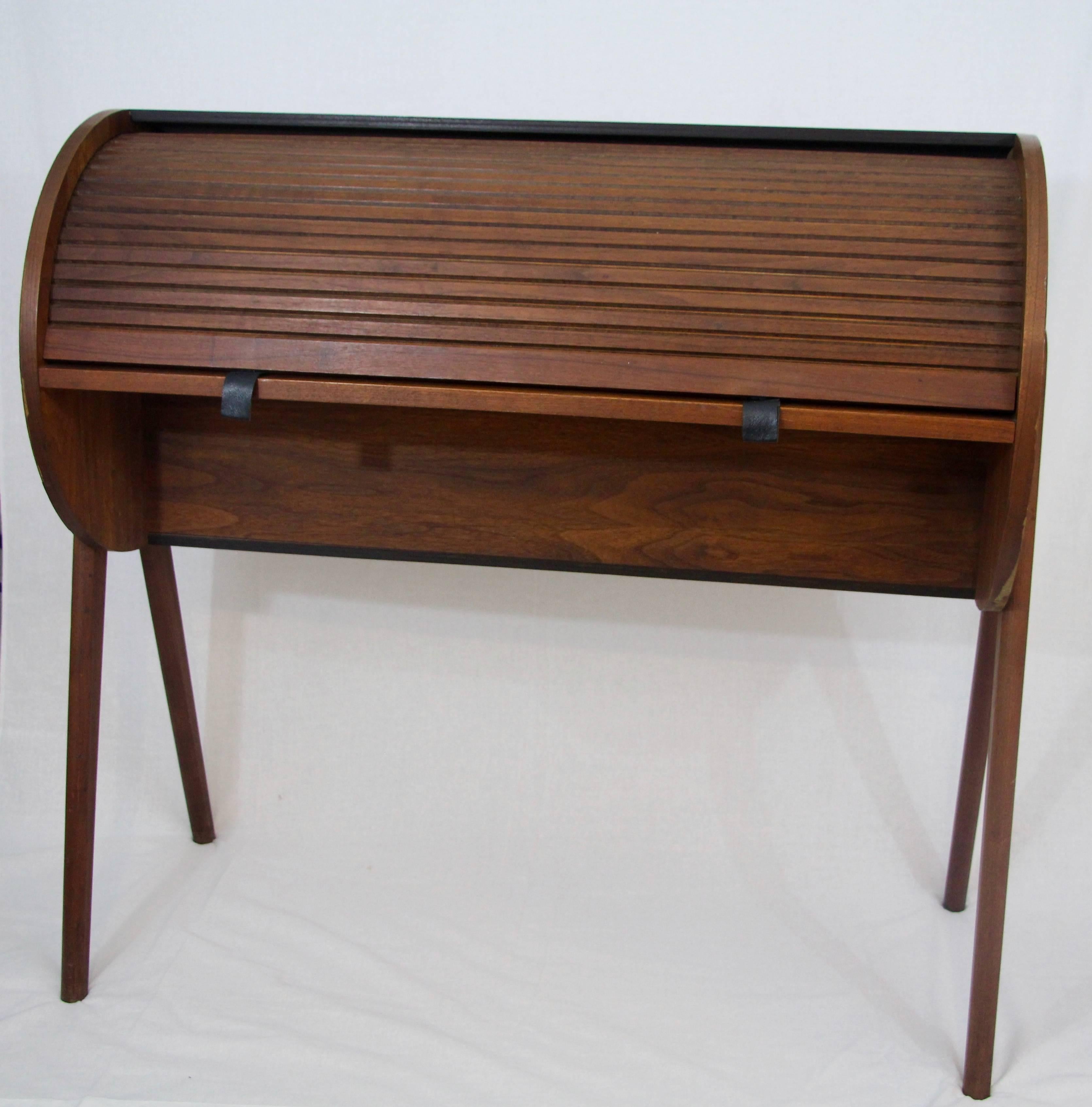 Original Rolltop desk, probably Denmark made in the second half of the 20th century, walnut.