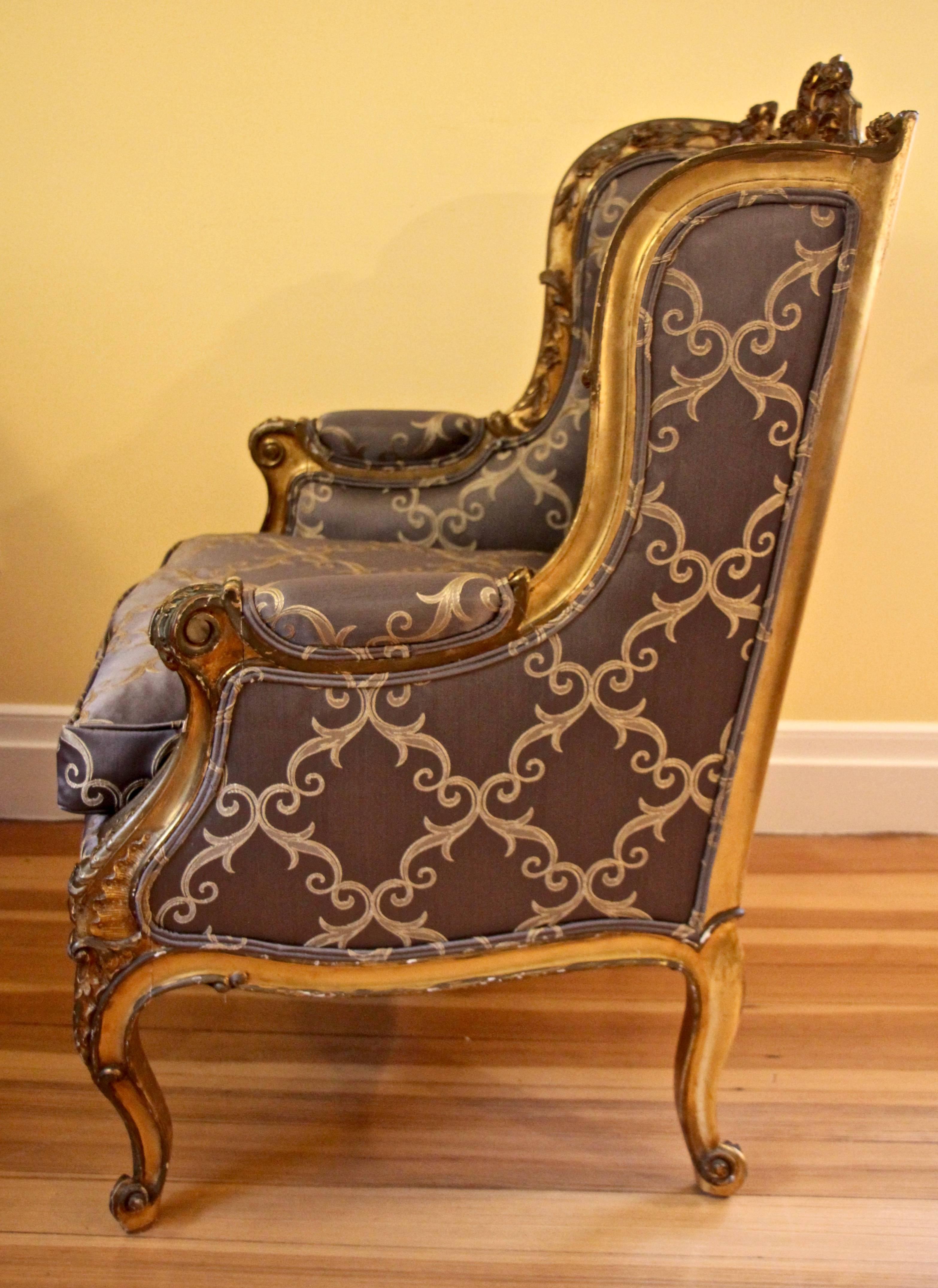 Rococo Revival 19th Century Giltwood Bergère For Sale