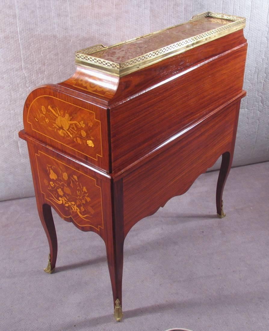 French 19th Century Louis XV Style Roll Top Secretaire