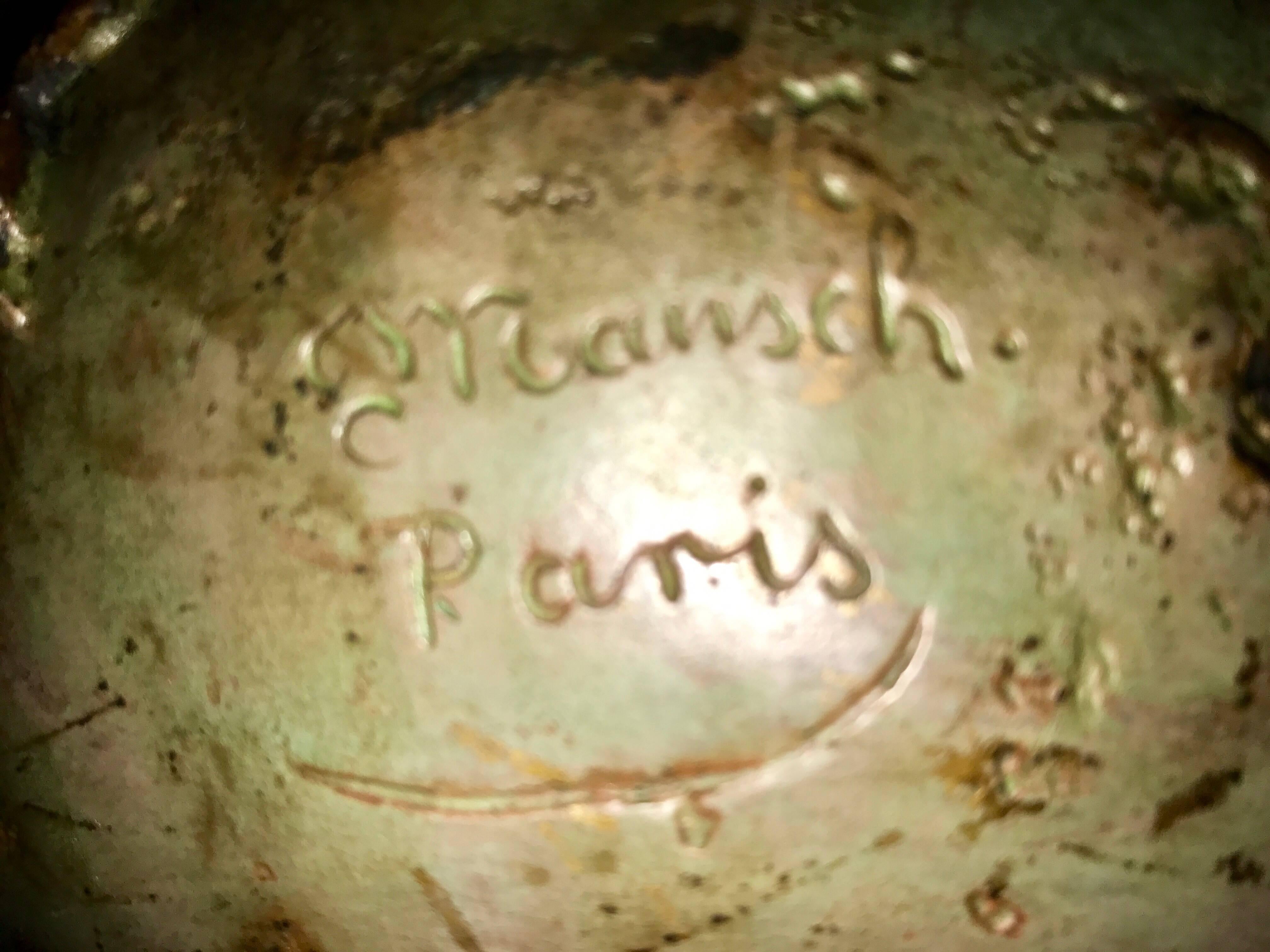 Vase aus Bronze im Jugendstil, signiert „Mansch Paris“ (Französisch) im Angebot