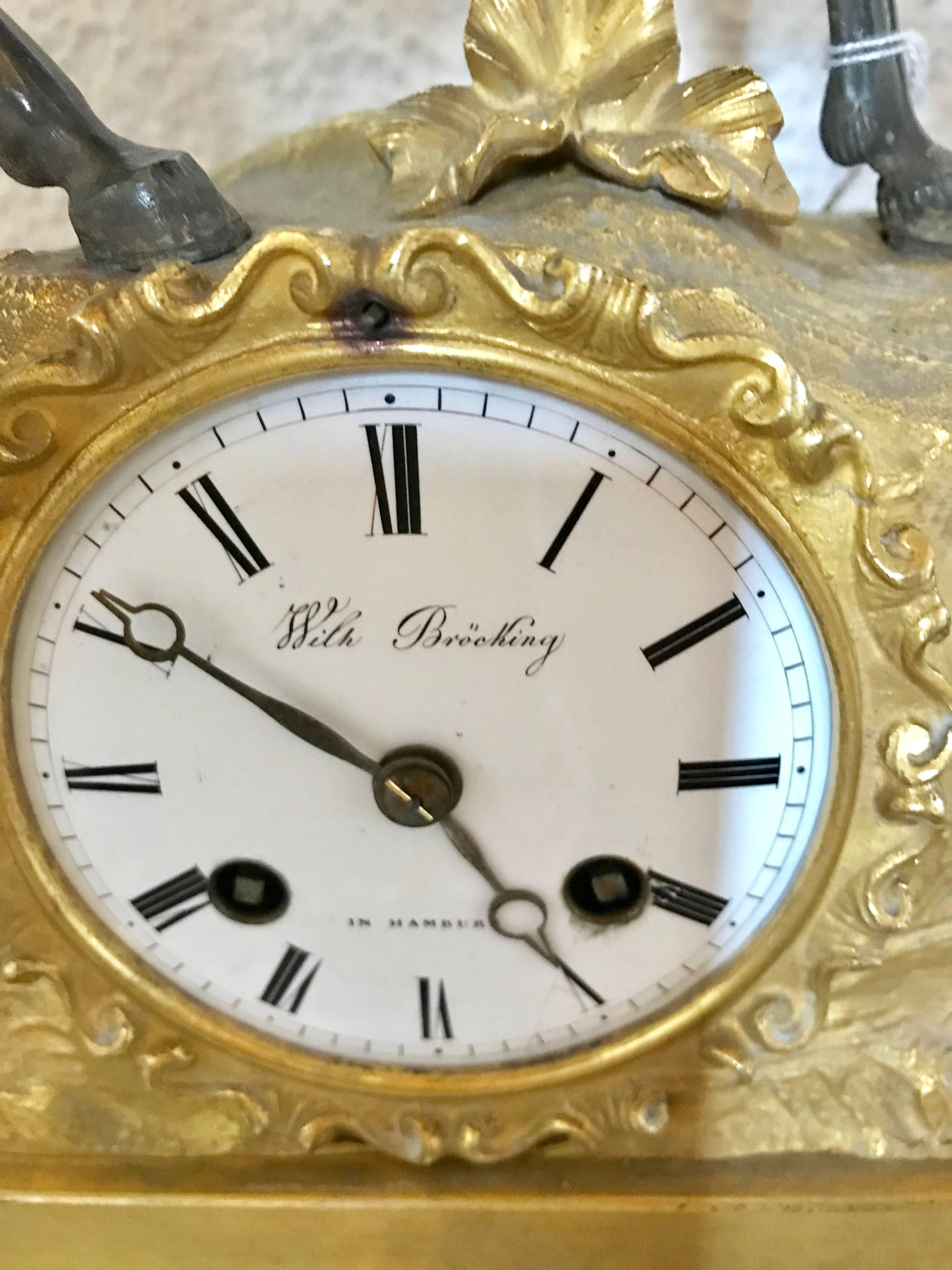 Empire 19th Century Mantel Piece Clock Signed Wilhelm Broecking