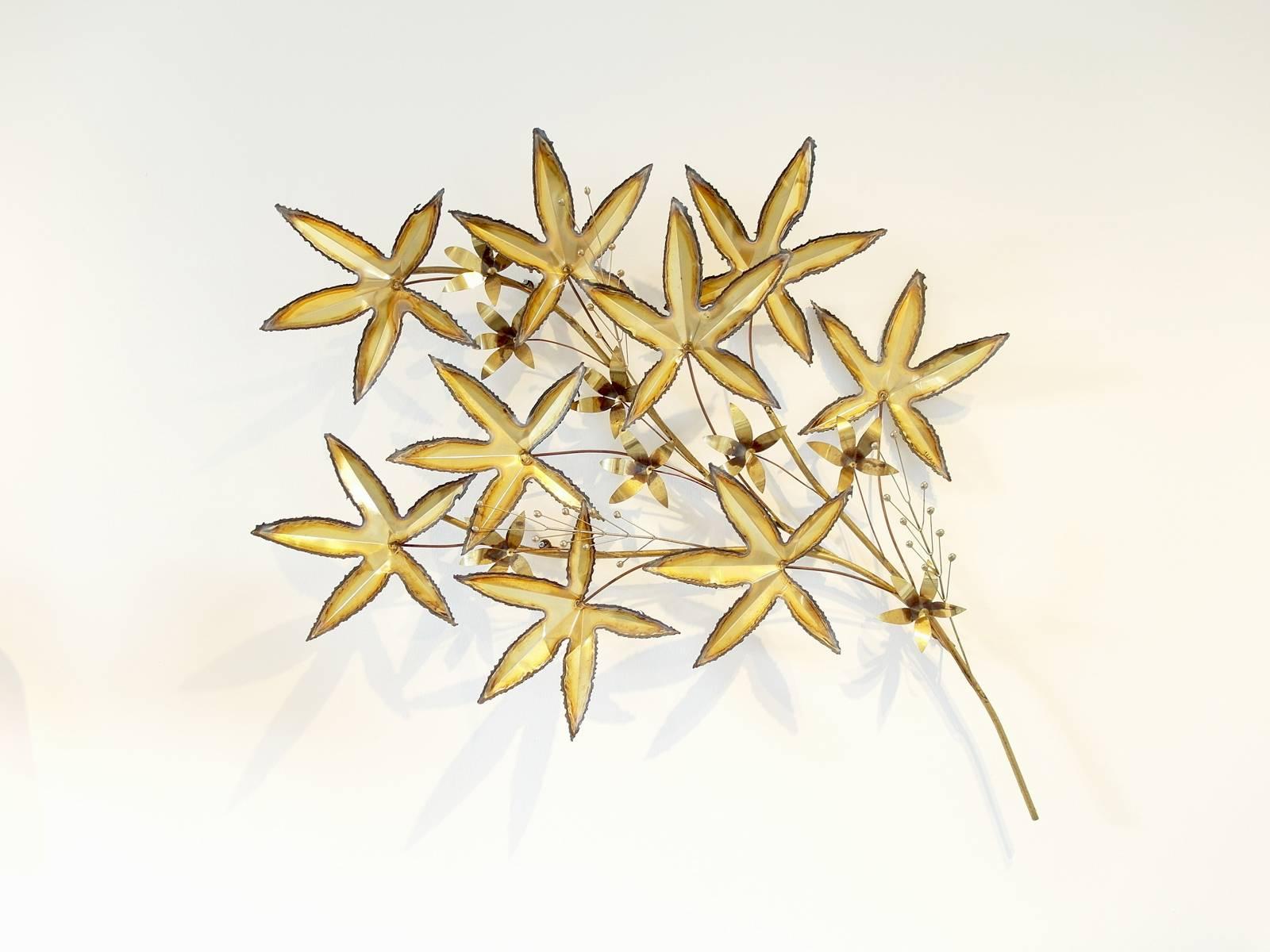 American Brass Leaves Wall Sculpture by Curtis Jere, 1981