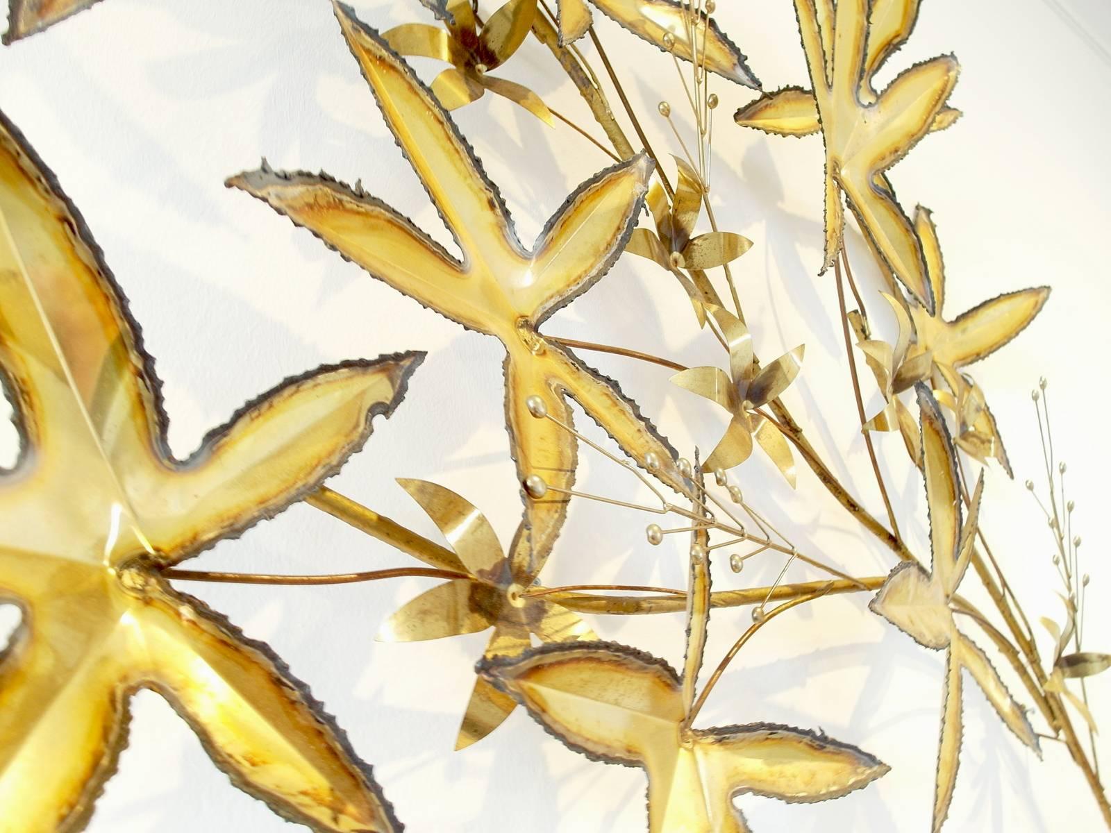 Late 20th Century Brass Leaves Wall Sculpture by Curtis Jere, 1981