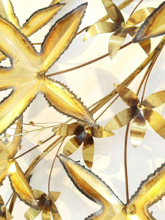 Brass Leaves Wall Sculpture by Curtis Jere, 1981 at 1stDibs