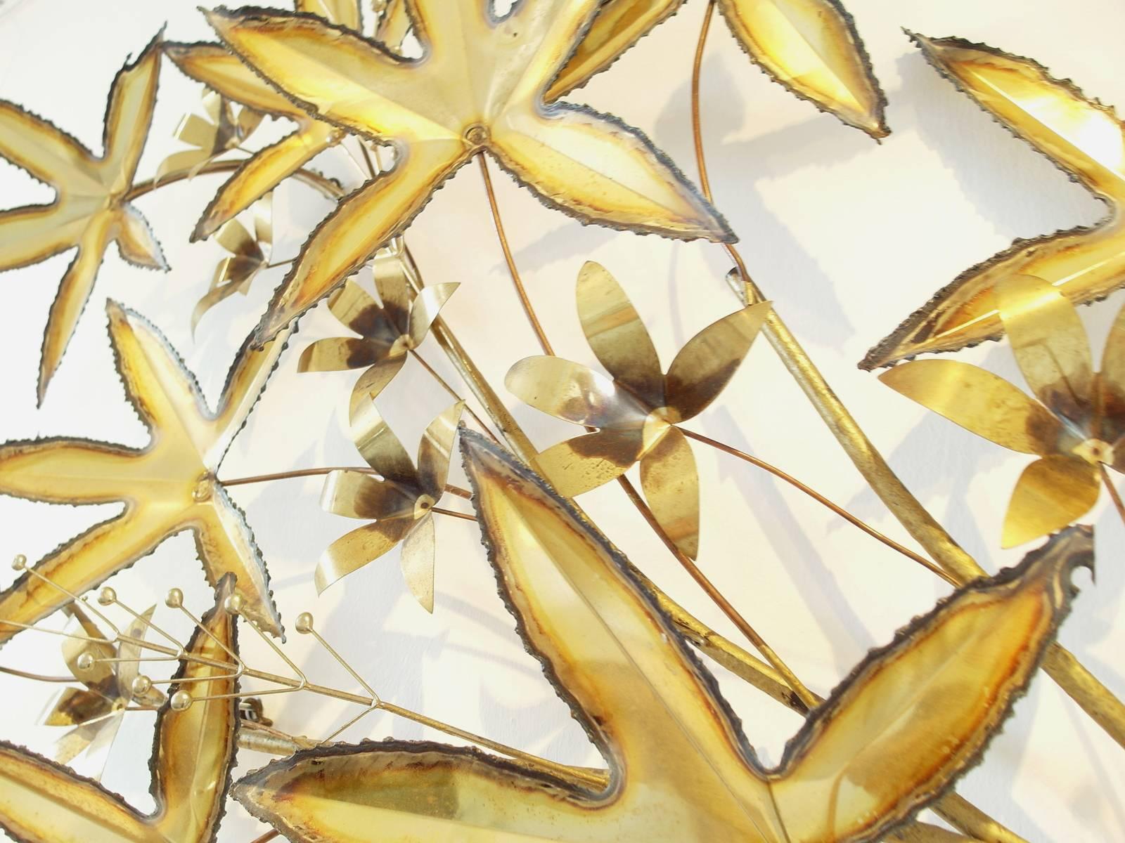 Brass Leaves Wall Sculpture by Curtis Jere, 1981 2