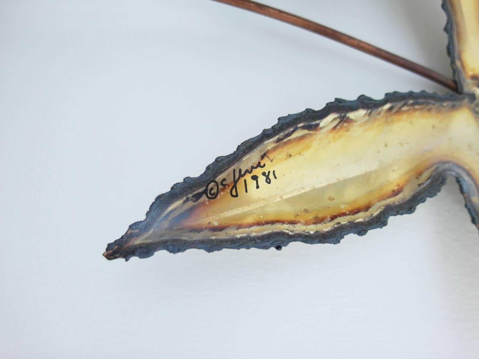 Brass Leaves Wall Sculpture by Curtis Jere, 1981 3