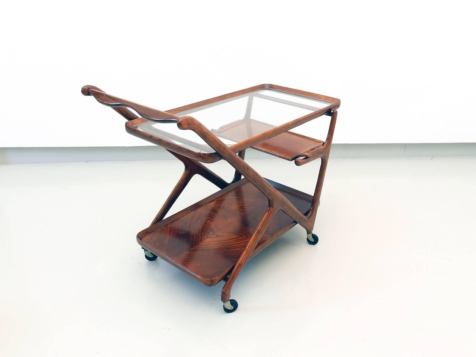 Glass Cesare Lacca Tea Trolley for Cassina, Italy, 1951