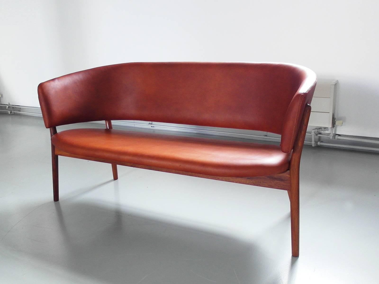 Nanna Ditzel Shell Sofa Model ND82 in Cognac Aniline Leather 1