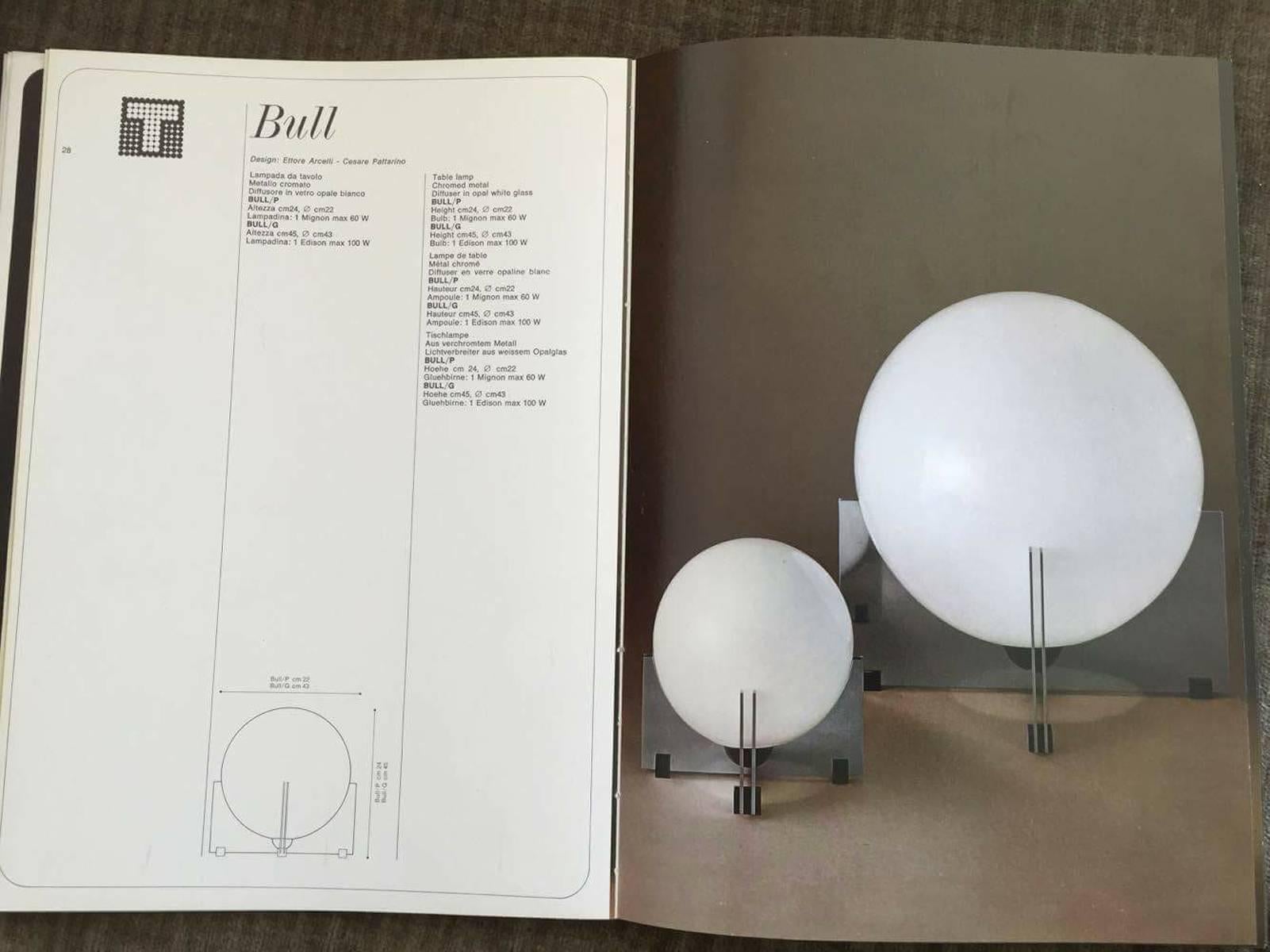 Aluminum Ettore Arcelli and Cesare Pattarino Bull Lamp for Tronconi, Italy, 1975
