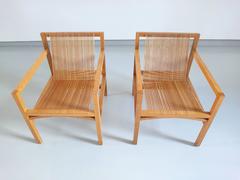 Ruud Jan Kokke Pair of Easy Chairs in Oak and Ash, Holland, 1984