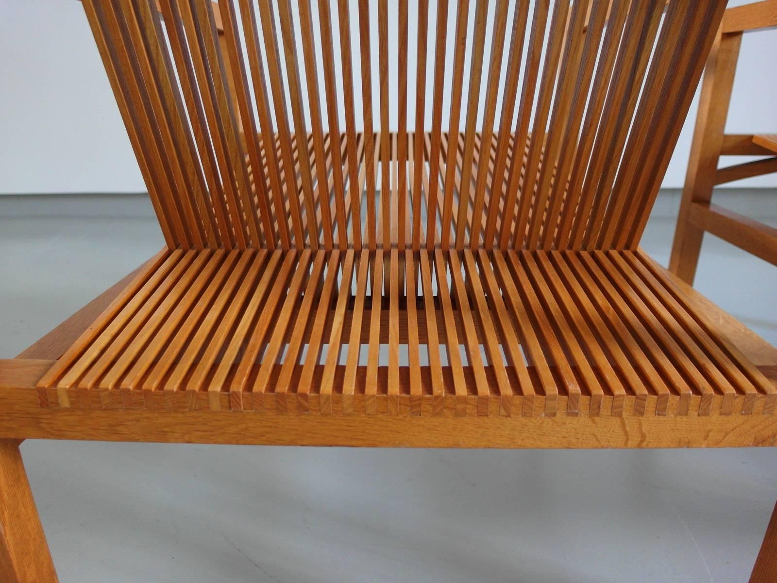 Late 20th Century Ruud Jan Kokke Pair of Easy Chairs in Oak and Ash, Holland, 1984