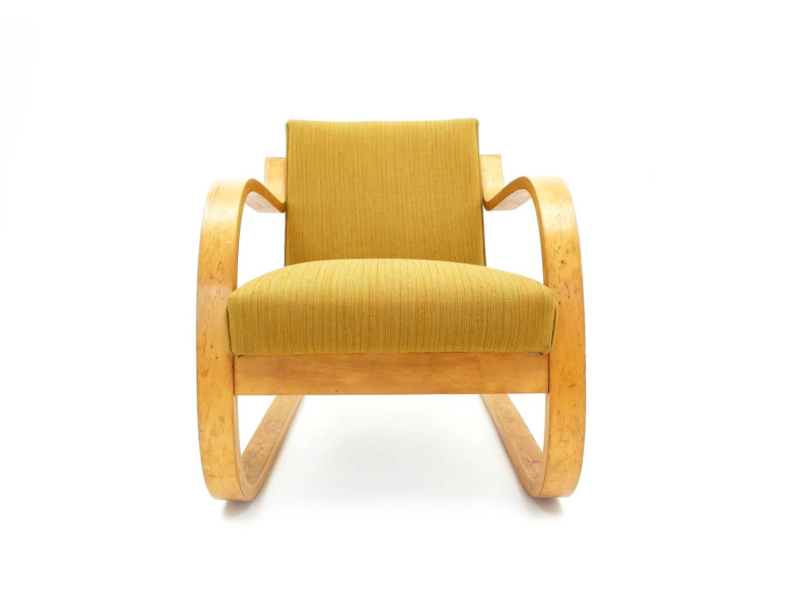 Finnish Early Alvar Aalto Model 402 Chair for Artek Finland with Original Upholstery