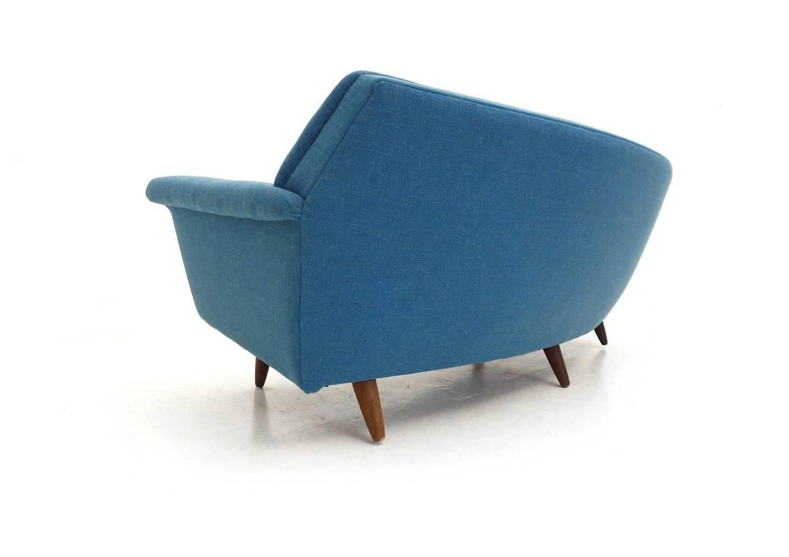Fabric Danish Mid-Century Modern Curved Four-Seat Sofa