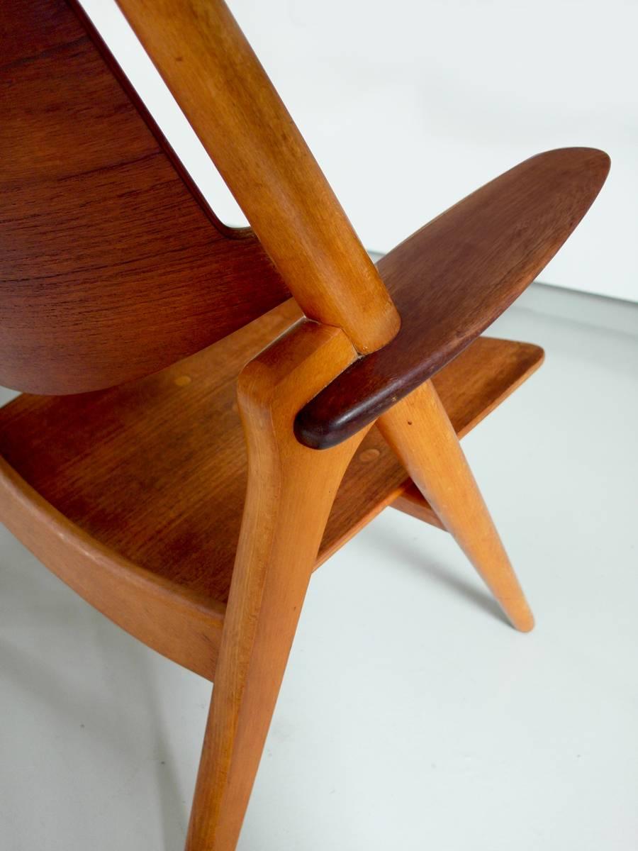 Danish Hans Wegner Pair of Early CH-28 Sawbuck Chairs for Carl Hansen, Denmark, 1951