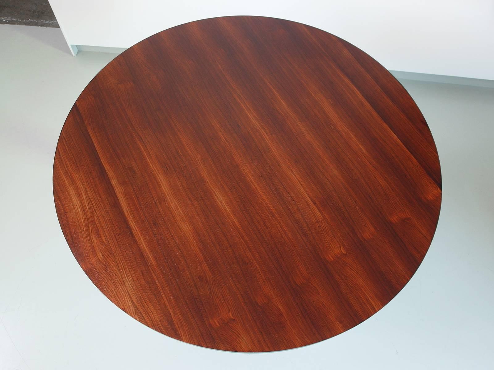 Round Dining Table with Rosewood Top and Metal Base, Italy, 1960 2
