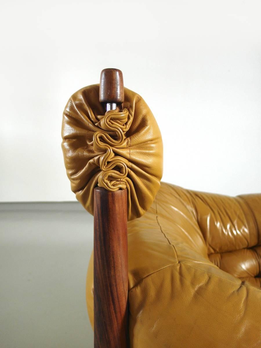 Percival Lafer Brazilian Lounge Chair in Yellow Ocre Leather for Later S.A. In Good Condition In Woudrichem, NL