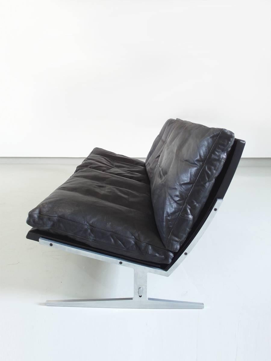 Danish Fabricius and Kastholm Black Leather Two-Seat Sofa for Bo-Ex, Denmark, 1962