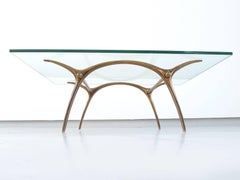 Kouloufi Coffee Table in Glass an Polished Brass, Brussels, 1958