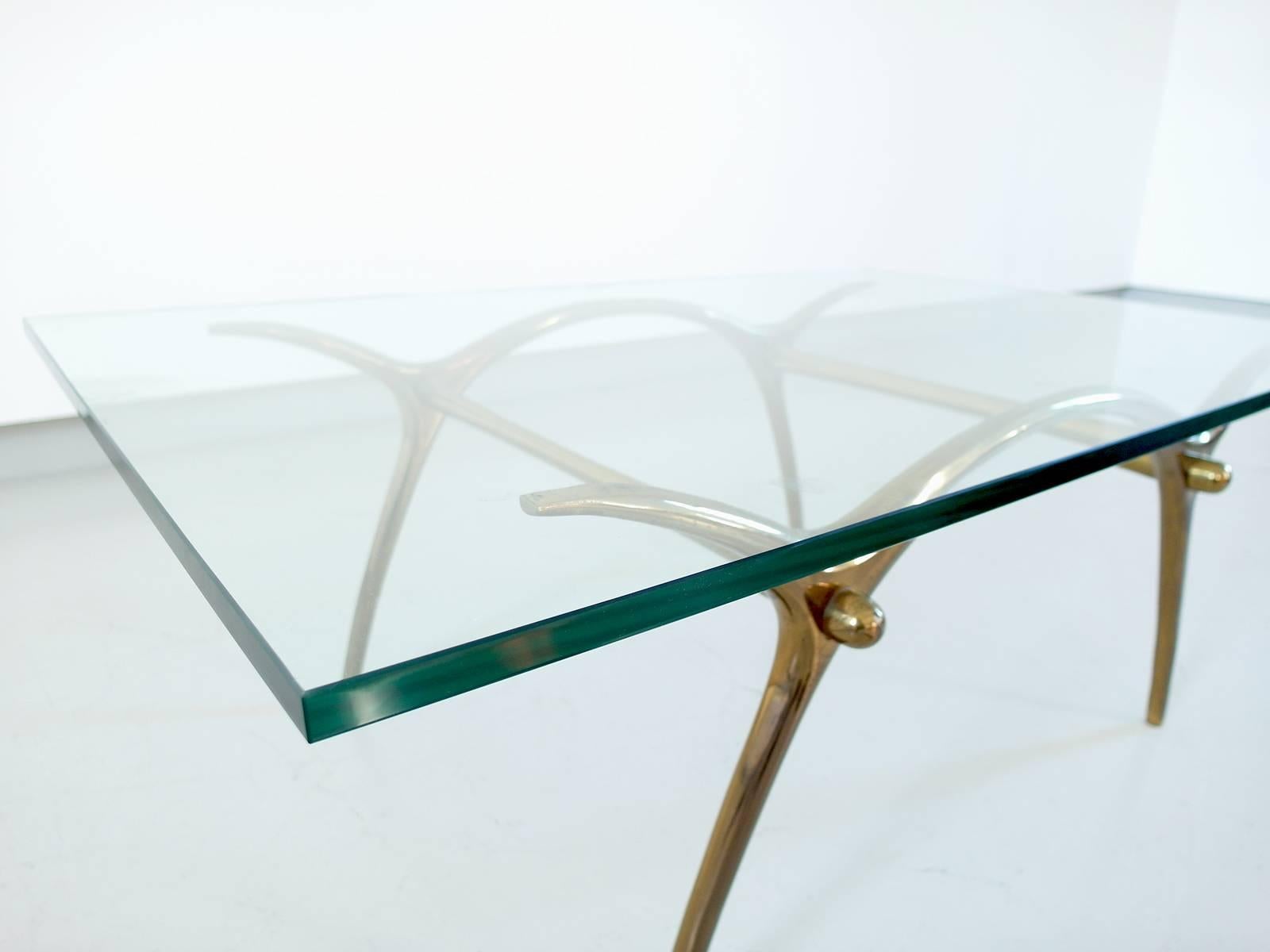 Kouloufi Coffee Table in Glass an Polished Brass, Brussels, 1958 For Sale 3