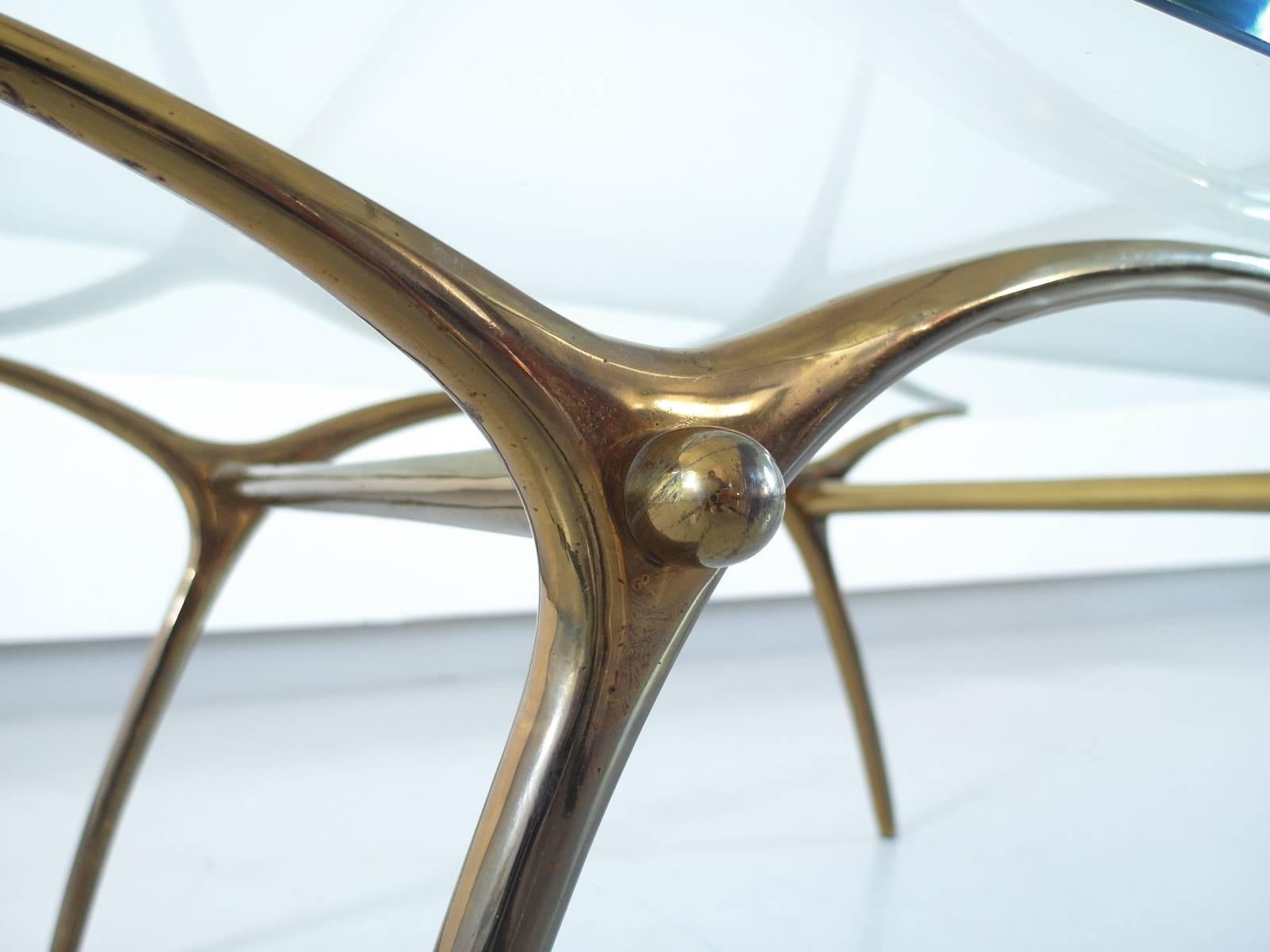 Kouloufi Coffee Table in Glass an Polished Brass, Brussels, 1958 For Sale 1