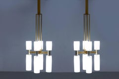 Pair of Monumental Midcentury Modern Chandeliers, Netherlands, circa 1945-1950