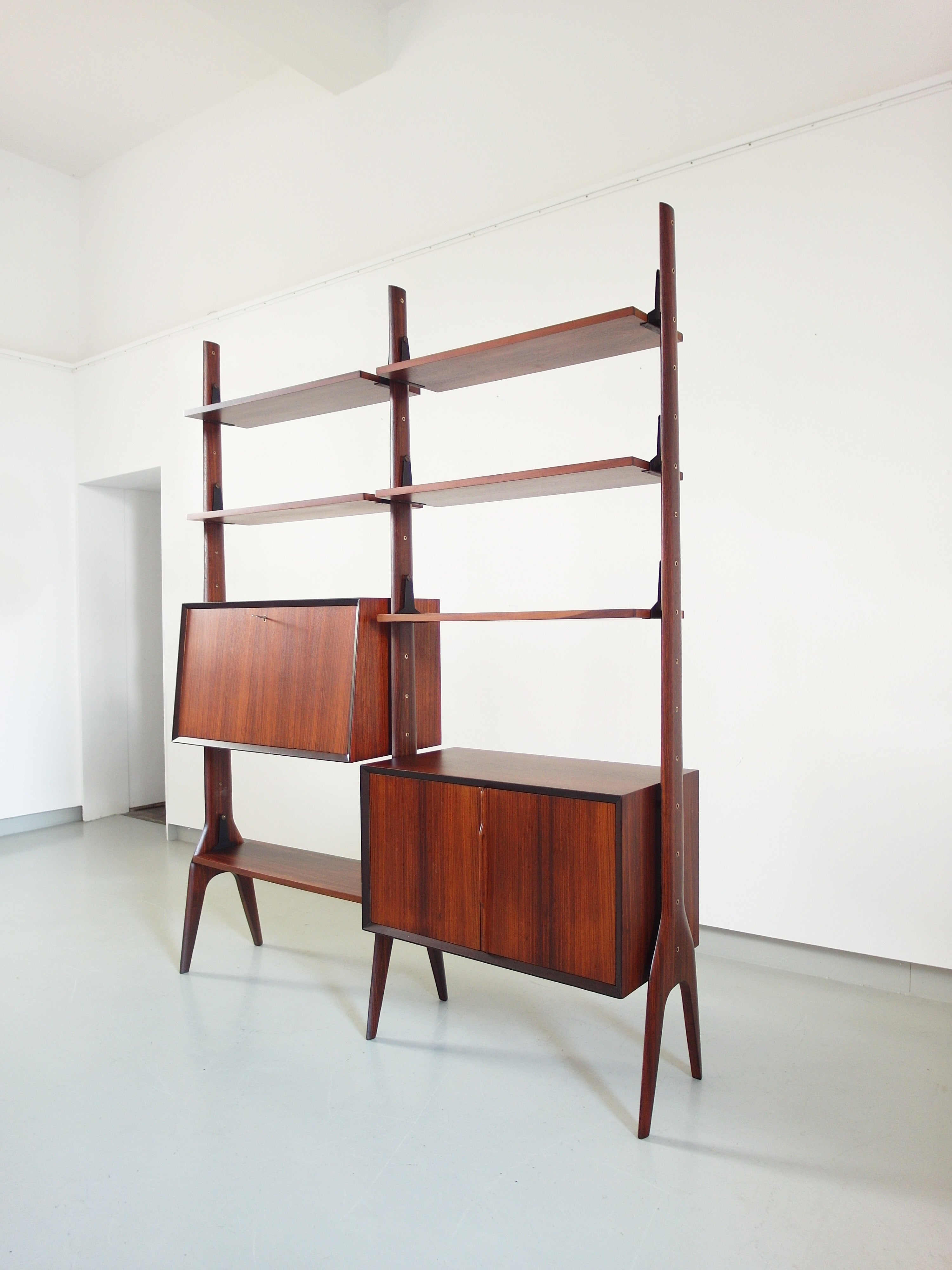 Italian Free Standing Shelving Unit With Sculptural Organic Details, Ca Italian Free Standing Shelving Unit With Sculptural Organic Details, Ca