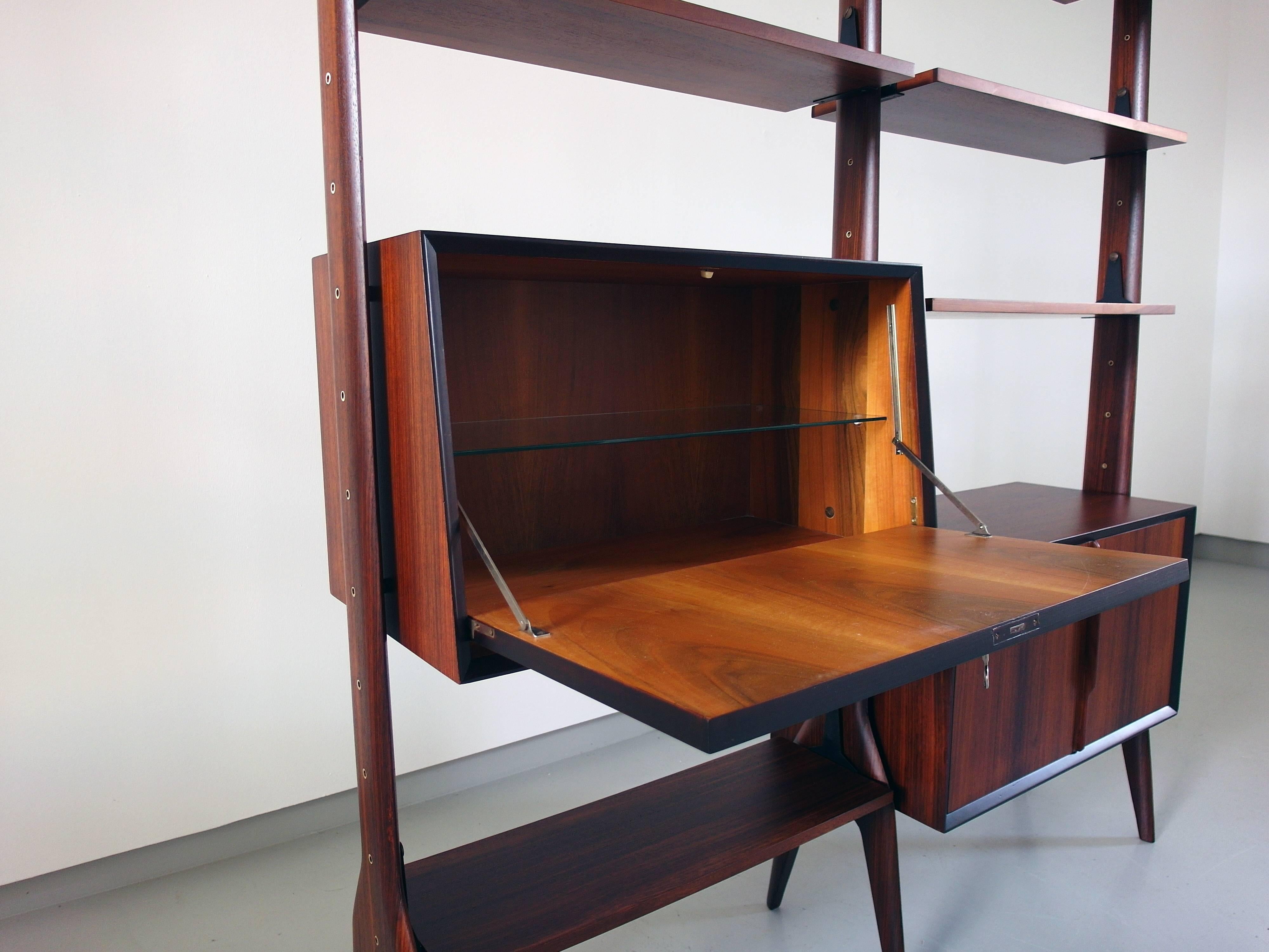 Italian Free Standing Shelving Unit With Sculptural Organic Details, Ca Italian Free Standing Shelving Unit With Sculptural Organic Details, Ca
