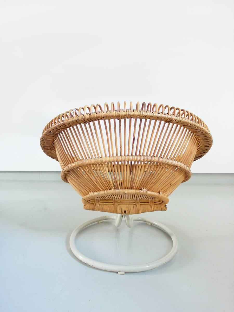 Rare Rattan Swivel Chair by Janine Abraham and Dirk Jan Rol, France ca 1960 In Good Condition In Woudrichem, NL