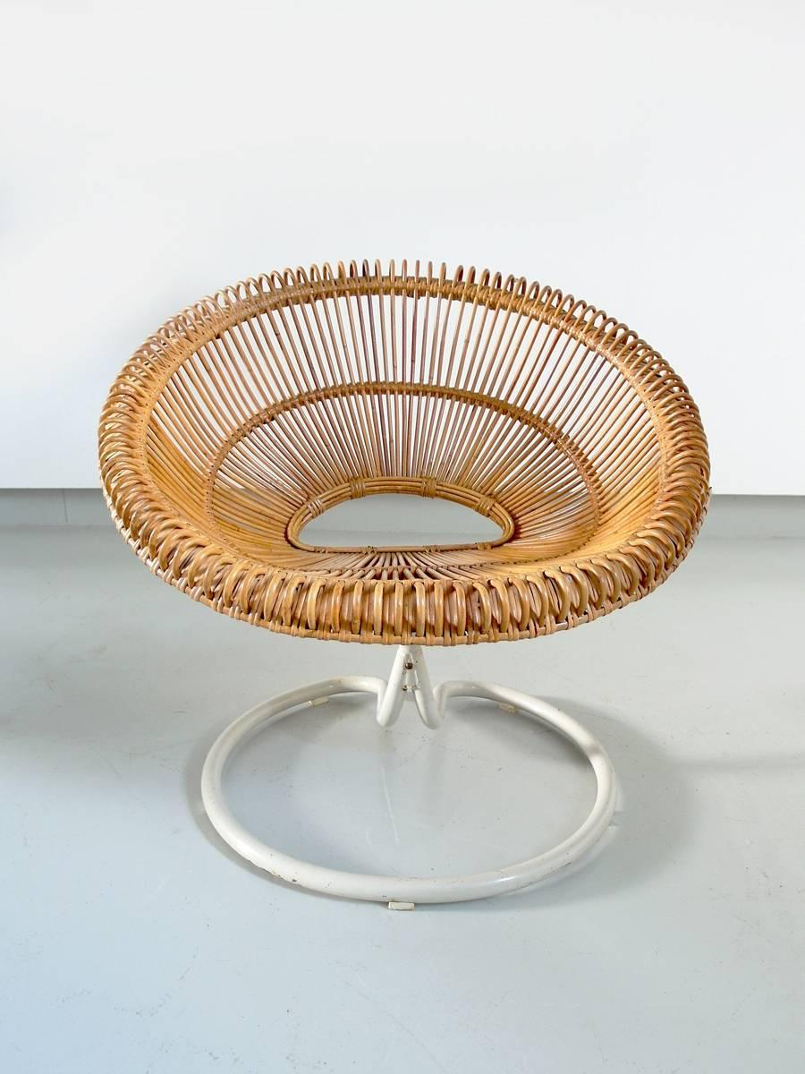 Rare Rattan Swivel Chair by Janine Abraham and Dirk Jan Rol, France ca 1960 2