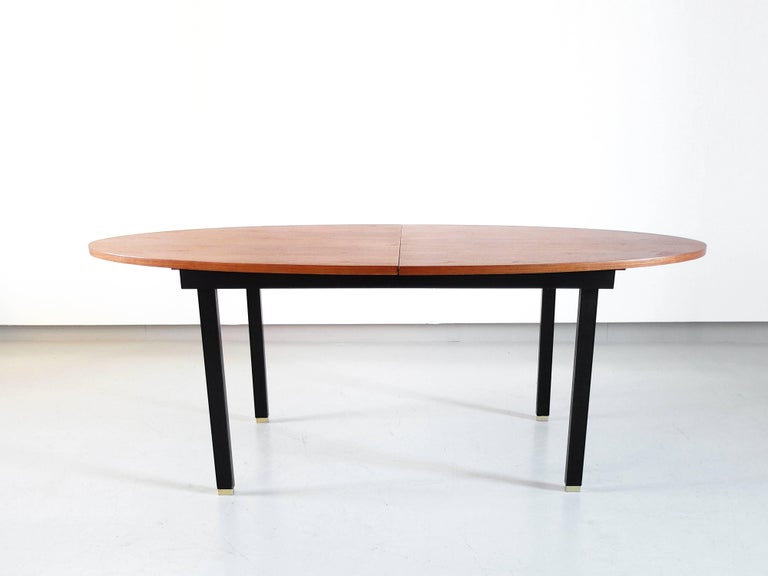 Extendable Oval Dining Table With Teak Top And Br Feet Belgium Mid Century Modern Extendable Oval Dining Table With Teak Top And Br Feet Belgium