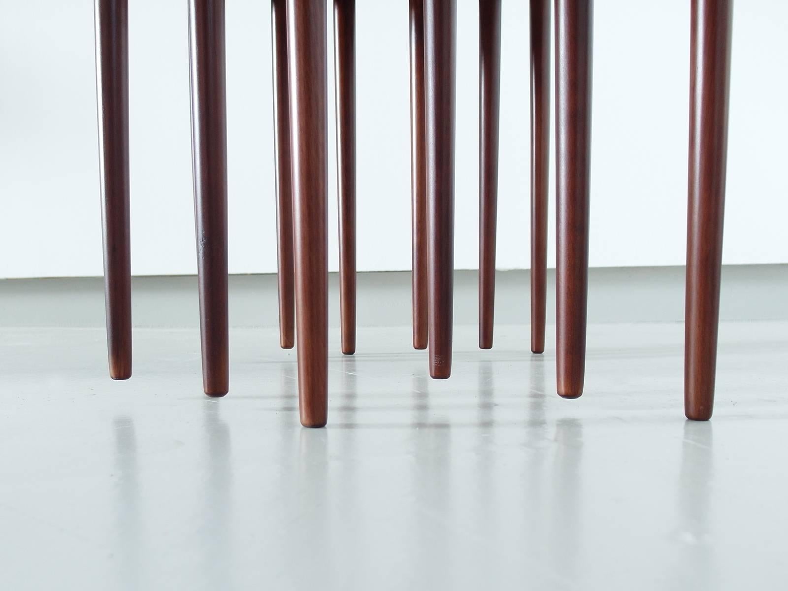 Elegant Set of three Rosewood Nesting Tables by Gustav Bahus, Norway, 1960s 2