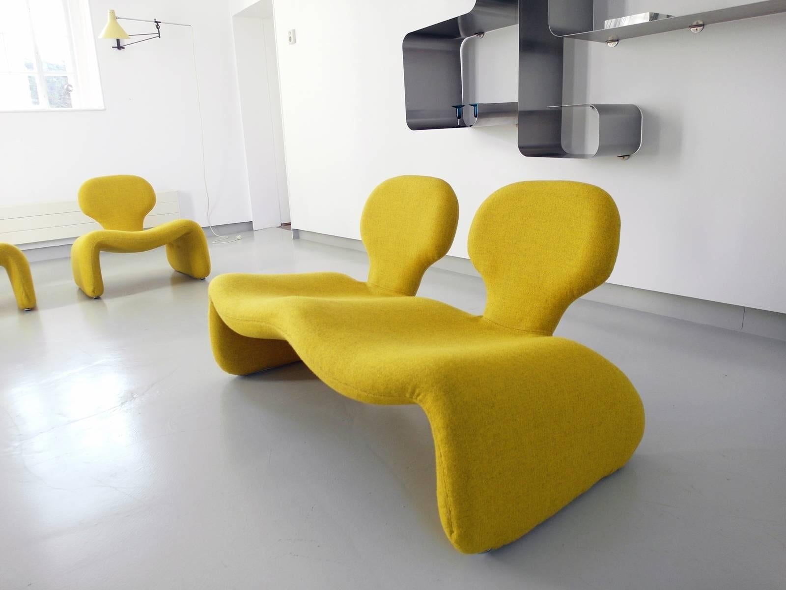 Mid-20th Century Yellow Djinn Settee Sofa by Olivier Mourgue, 1965 Airborne, Stanley Kubrick