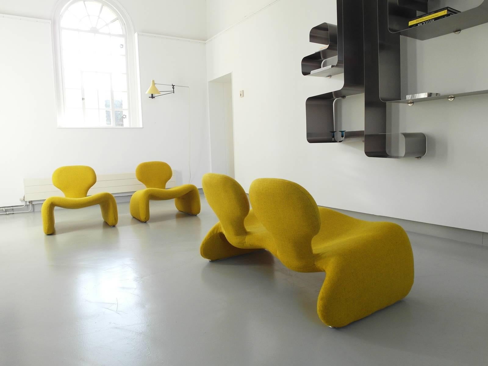 Yellow Djinn Settee Sofa by Olivier Mourgue, 1965 Airborne, Stanley Kubrick 1