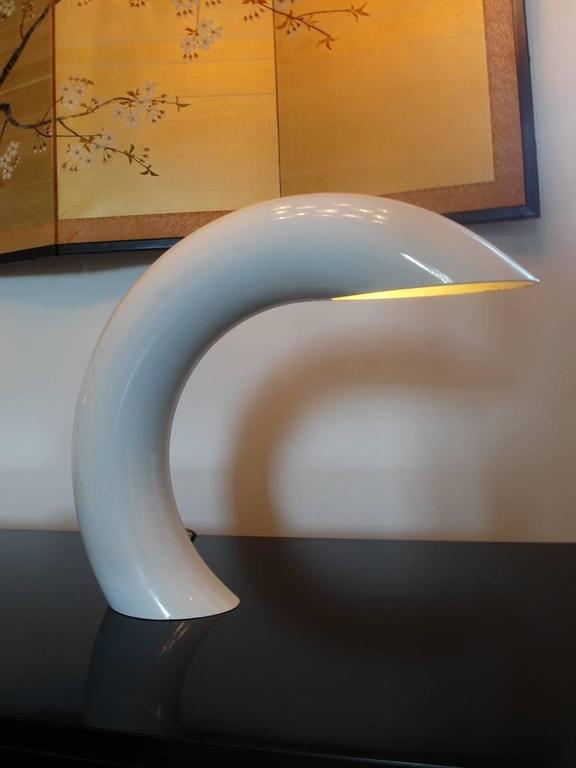 Pair of Sculptural White Table Lamps by Frydman, France, 1960 at 1stDibs