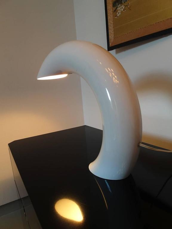 Pair of Sculptural White Table Lamps by Frydman, France, 1960 at 1stDibs