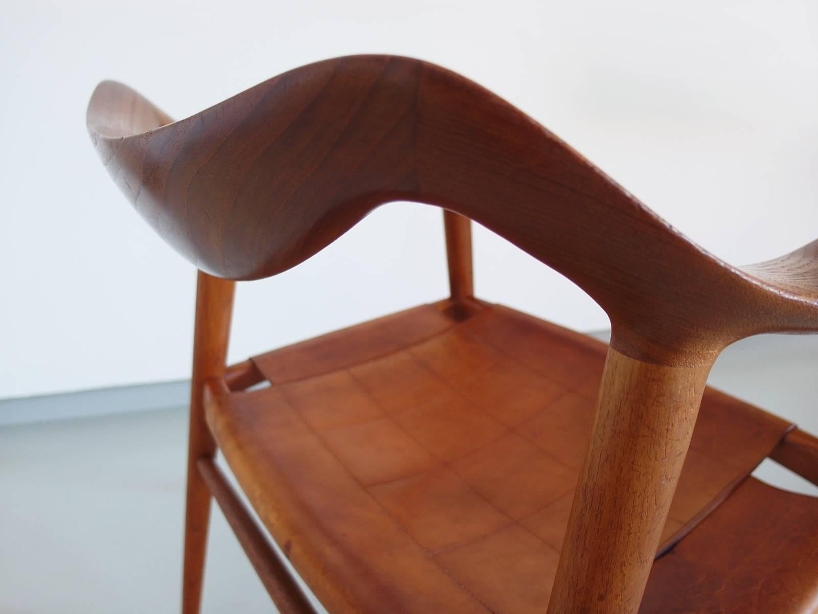 Leather Rare Radstad and Relling Bambi Armchair by Gustav Bahus, Norway, 1954